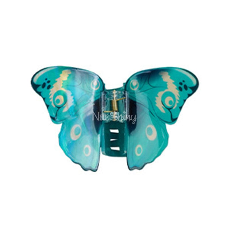 Floral Flutter Charm Blue Butterfly Hair Claw丨NueShiny