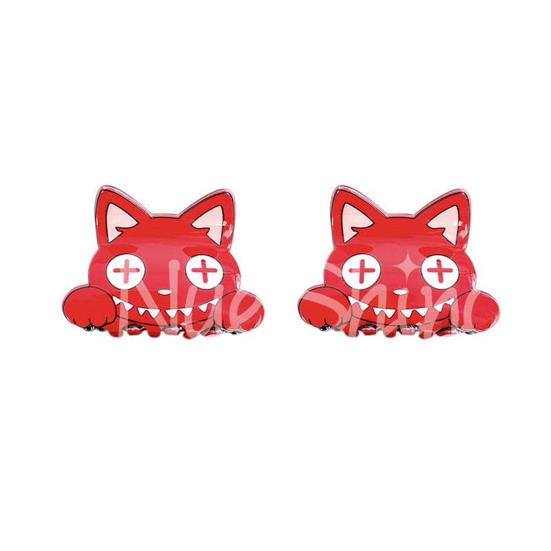 2Pcs Red Playful Kitty Cat Hair Claw | NueShiny