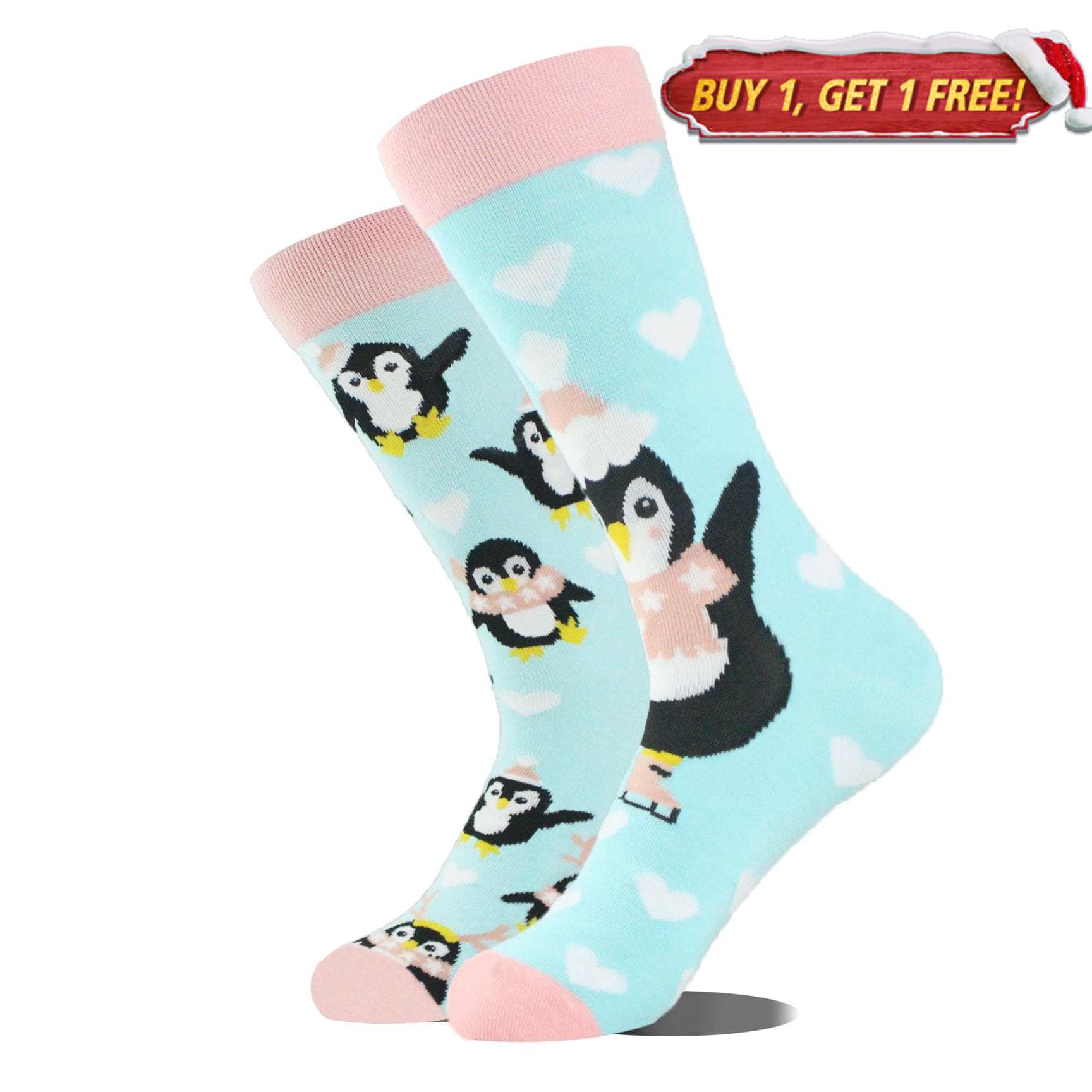 Pink scarf penguin Mismatched Socks | Nueshiny