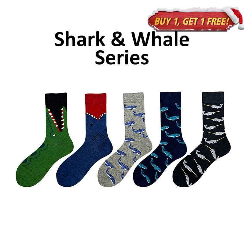 5 Pairs of Funny Shark Whale Socks丨NueShiny