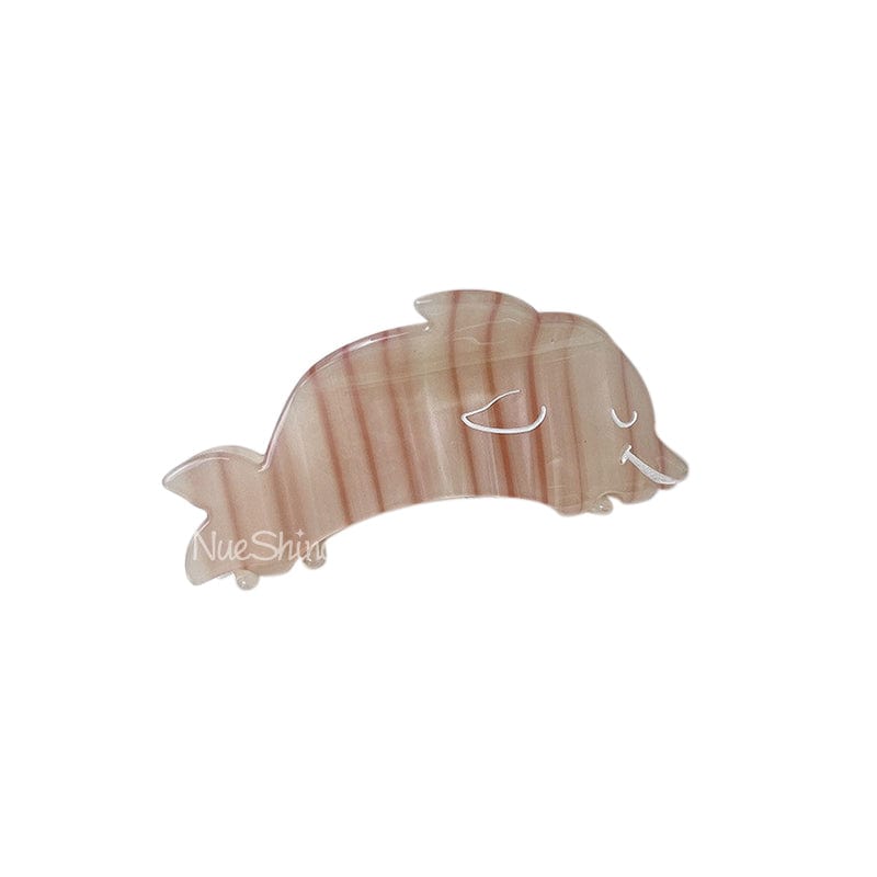 Coffee Pink Marine Dolphin Hair Claw | NueShiny