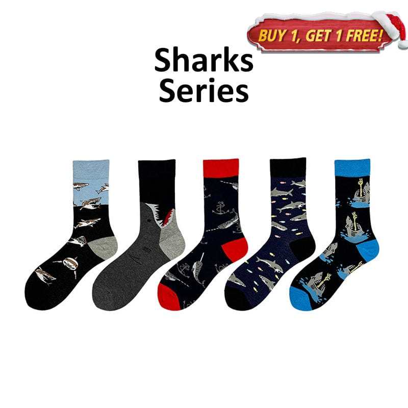 5 Pairs of Funny Shark Socks丨NueShiny