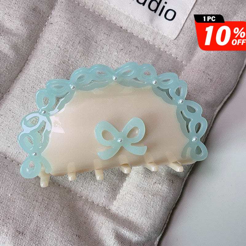 Medium  Semicircular blue lace bow Hair Claw | NueShiny