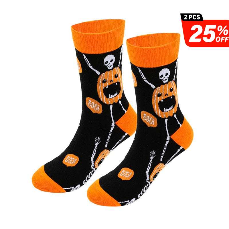 Pumpkin Skull Socks