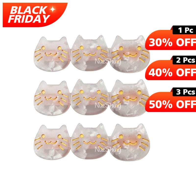 3Pcs White Cute Cat Hair Clips丨NueShiny