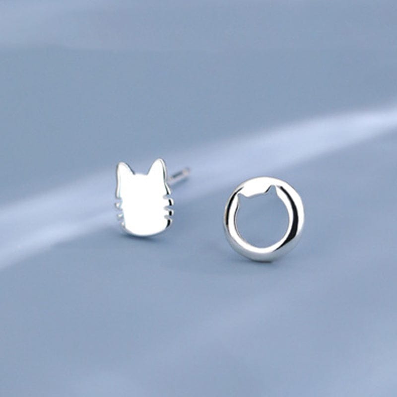 Sterling Silver Kitty Cat Earrings丨NueShiny