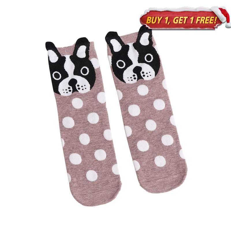 Brown and White Polka Dot Dog Socks | NueShiny