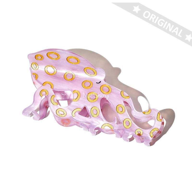 Jumbo Pink Blue-Ringed Octopus Hair Claw | Nueshiny