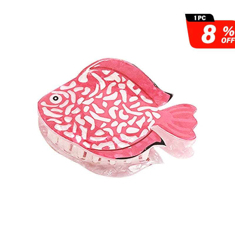 Medium Red&White Pattern Fish Hair Claw | NueShiny