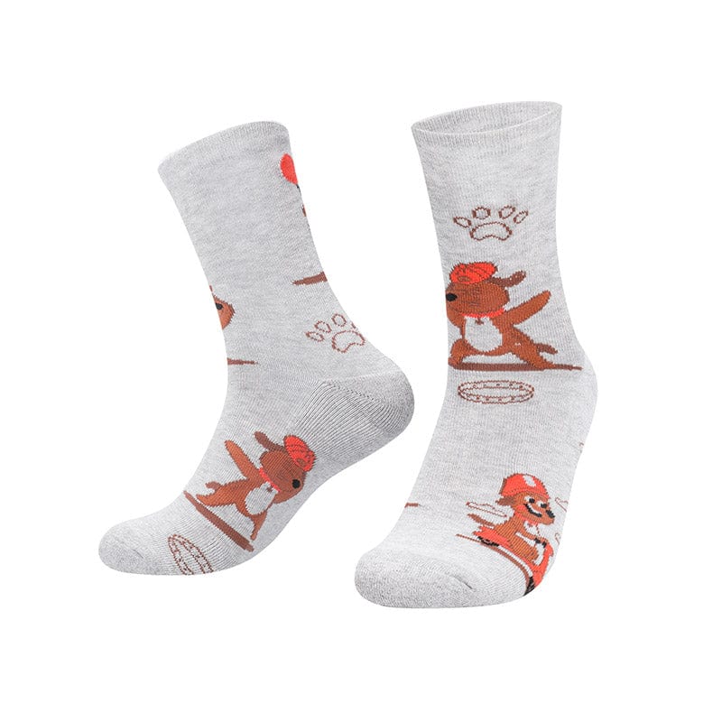 Grey Beige Dog Socks