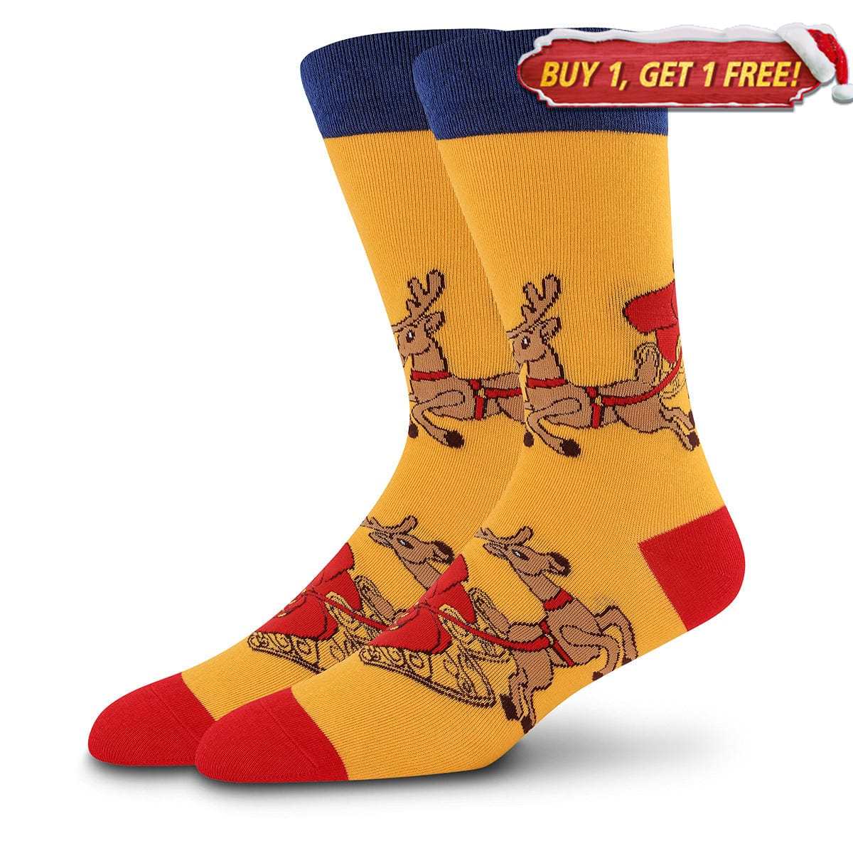 Yellow Reindeer Socks | Nueshiny