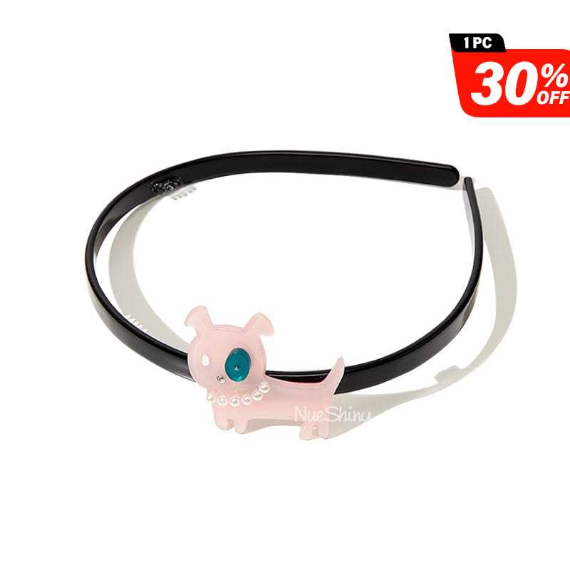 Cute Pink Dog Pearl Decorated Hairband丨NueShiny