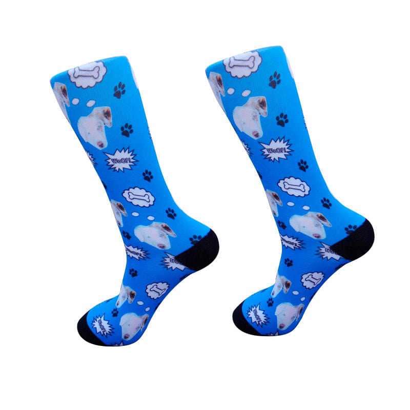 Dog Bone Printed Blue Socks丨NueShiny