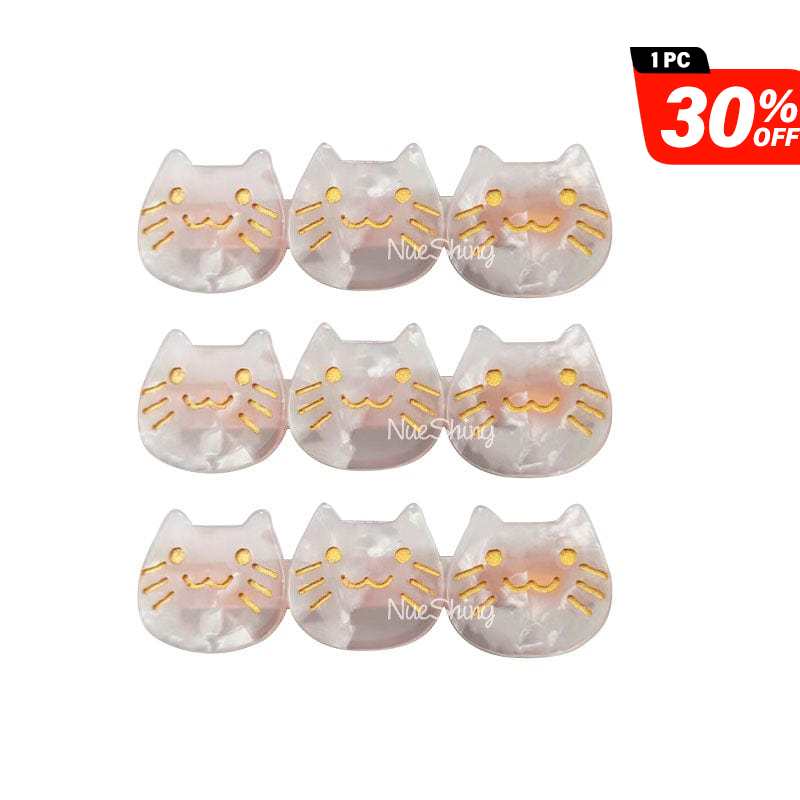 3Pcs White Cute Cat Hair Clips丨NueShiny