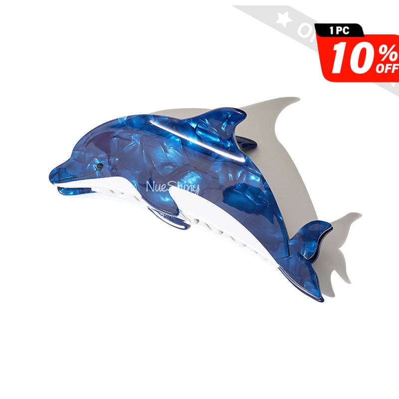 Jumbo Blue Dolphin Hair Claw | NueShiny