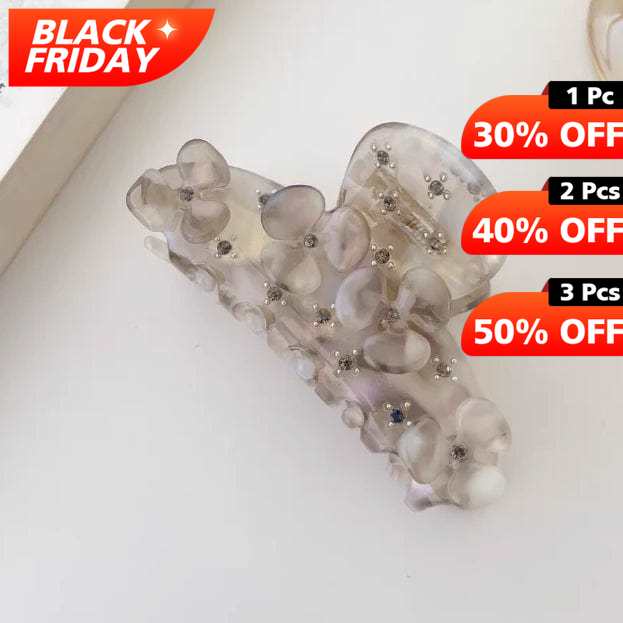 Colorful Gray Diamond Small Flower Elegant Hair Claw丨NueShiny