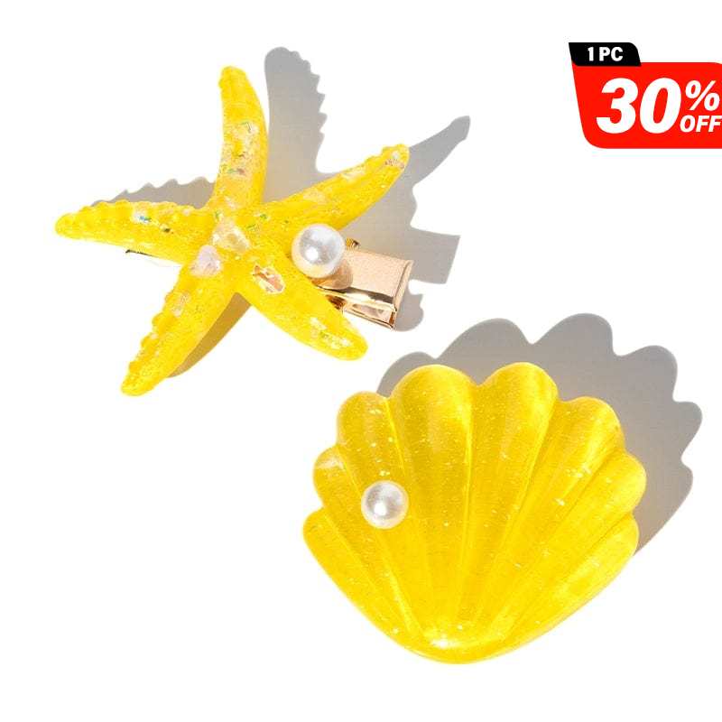 Yellow Shell Pearl Starfish Hair Clip Set丨NueShiny