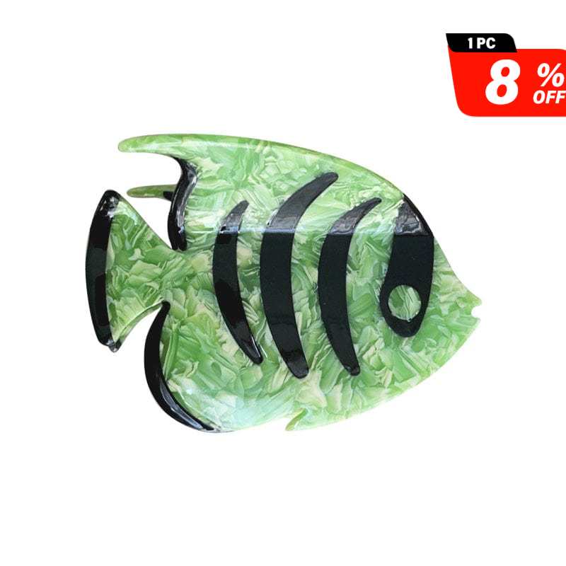 Medium Green Striped Fish Hair Claw | NueShiny