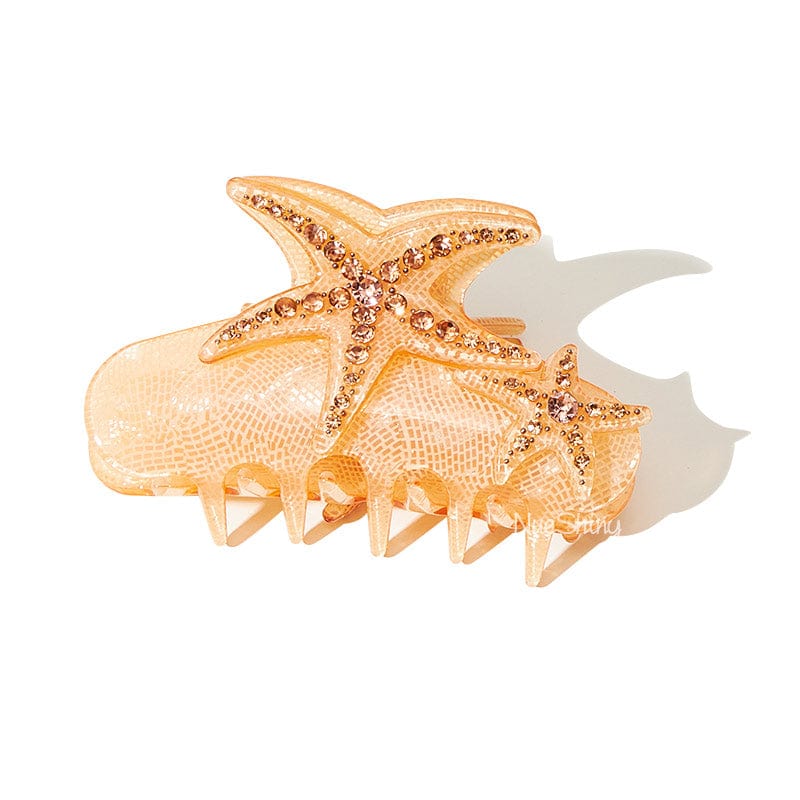 Orange Starfish Decorated with Leaf Texture Hair Claw丨NueShiny