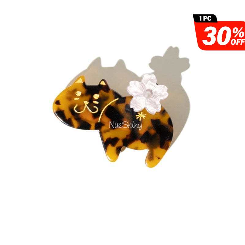 Brown Stripes Cat Acetate Hair Clip Accessories丨NueShiny