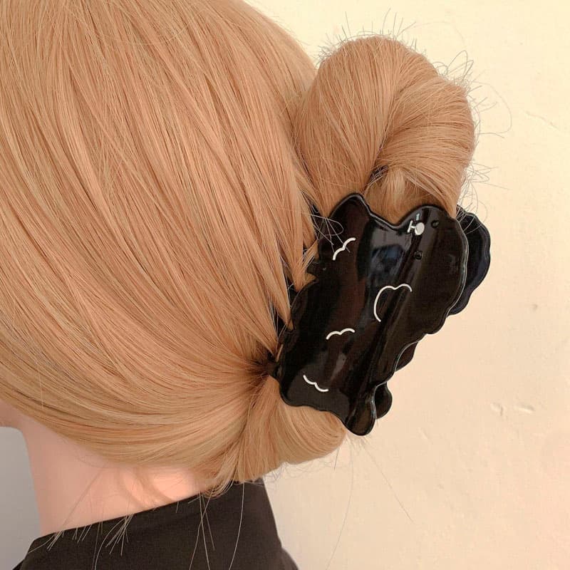 Black Cartoon Furry Dog Hair Claw Clip