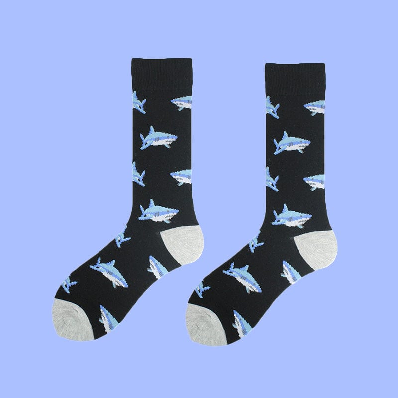 Shark Ocean Series Black Socks丨NueShiny