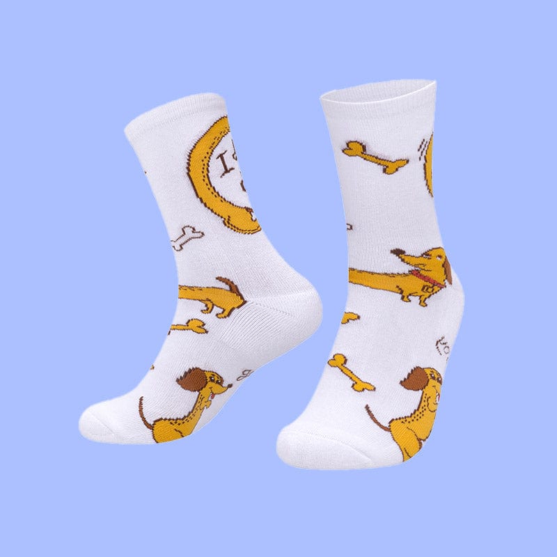 Dachshund Orange and White Socks