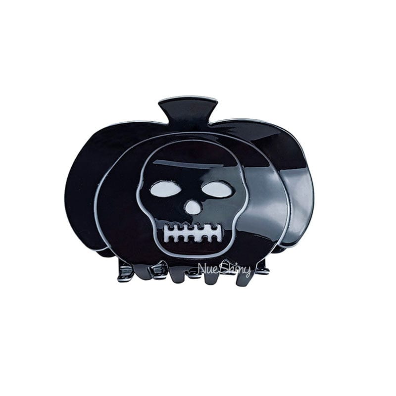 Black Pumpkin Skull Happy Halloween Hair Claw