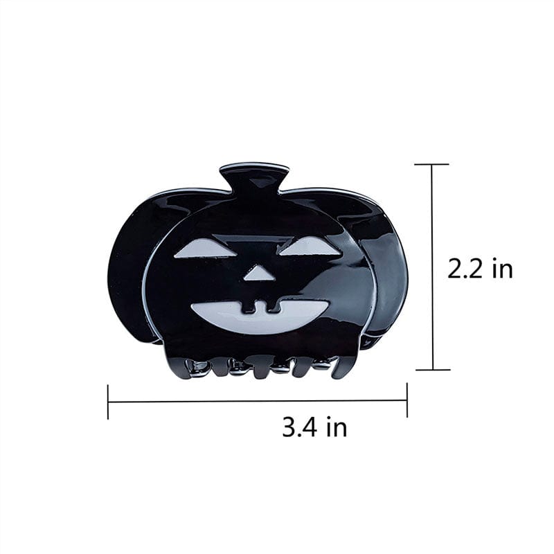 Black Pumpkin Smiling Face Happy Halloween Hair Claw