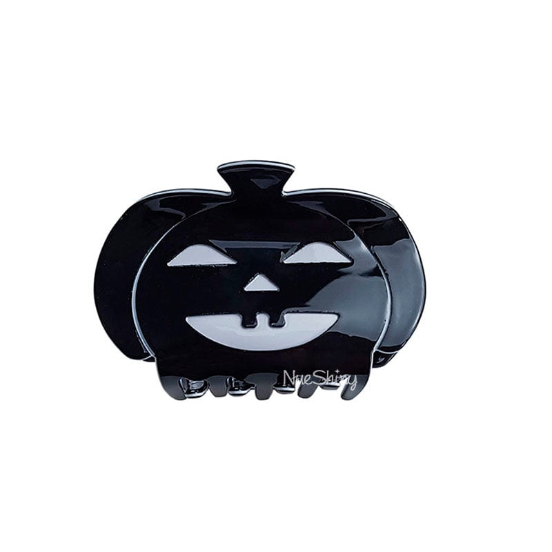 Black Pumpkin Smiling Face Happy Halloween Hair Claw