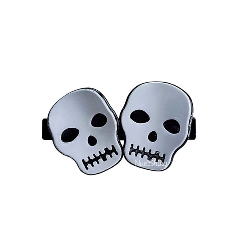 White Skull Happy Halloween Hair Clip