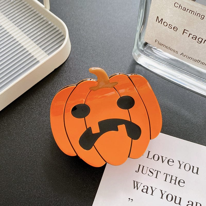 Smiling Pumpkin Happy Halloween Hair Claw