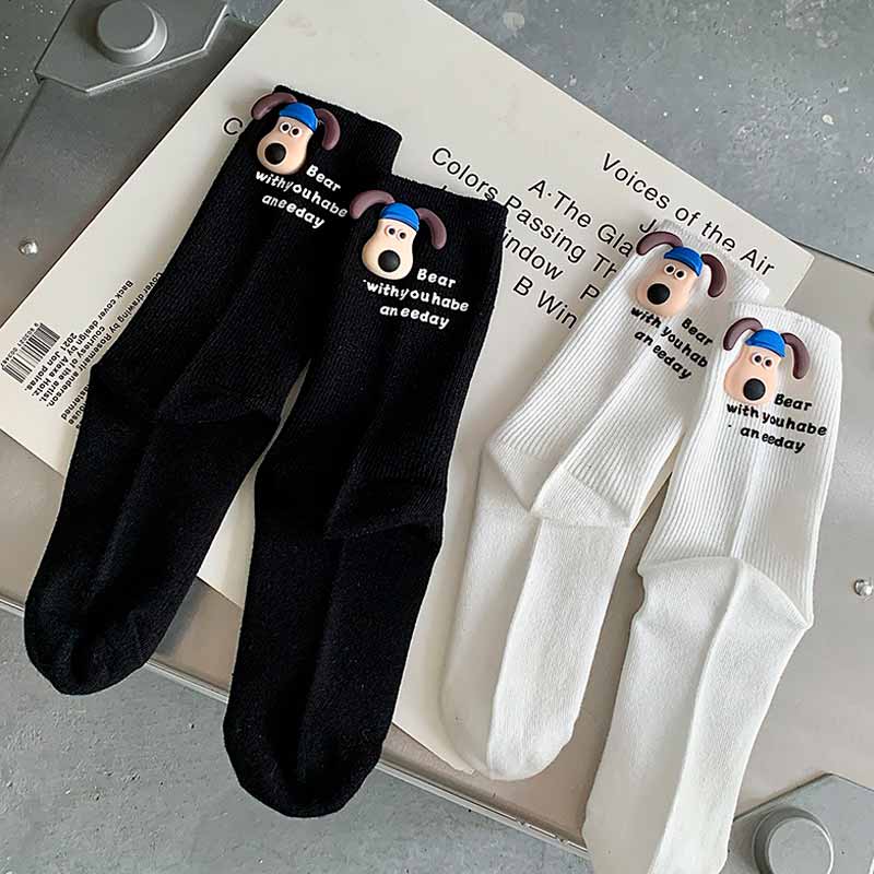 Black Cartoon Puppy Socks丨NueShiny