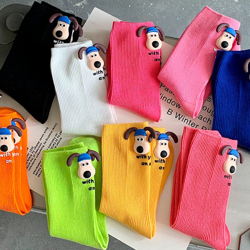 Black Cartoon Puppy Socks丨NueShiny