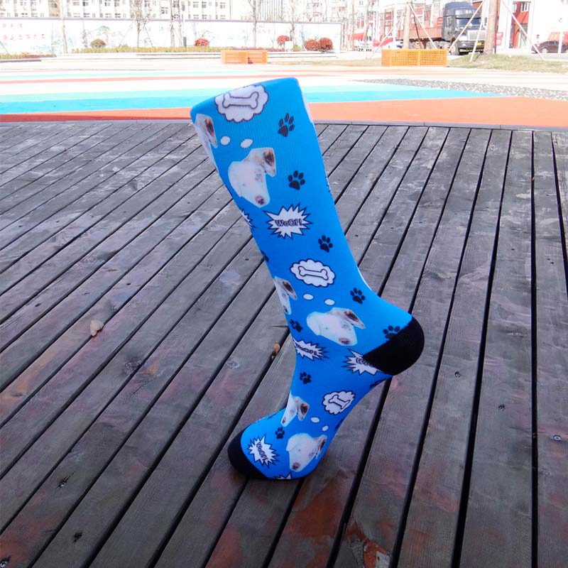 Dog Bone Printed Blue Socks丨NueShiny