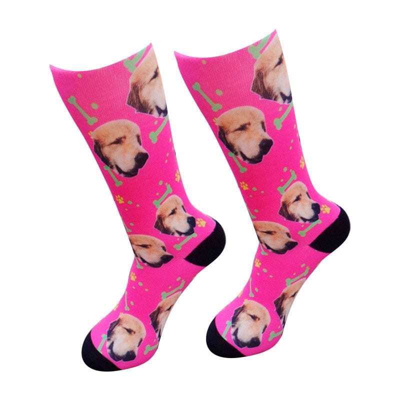 Dog Bone Printed Rose Red Socks丨NueShiny