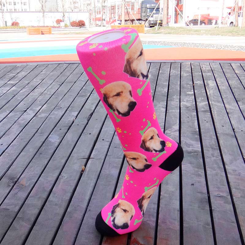 Dog Bone Printed Rose Red Socks丨NueShiny