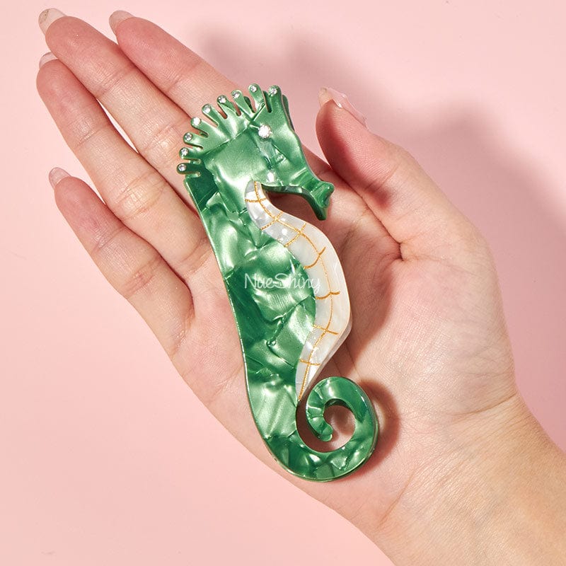 Large Green Seahorse Ocean Series Clip Claw丨NueShiny