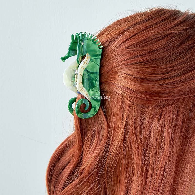 Large Green Seahorse Ocean Series Clip Claw丨NueShiny