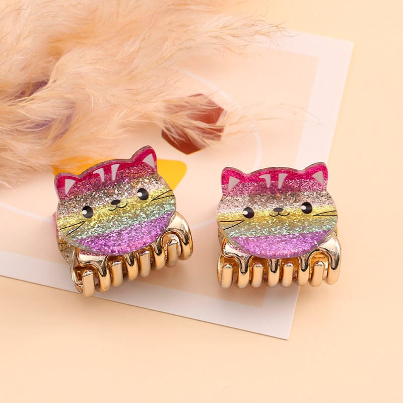 2Pcs Colorful Glittery Cute Kitten Cat Hair Claw丨NueShiny