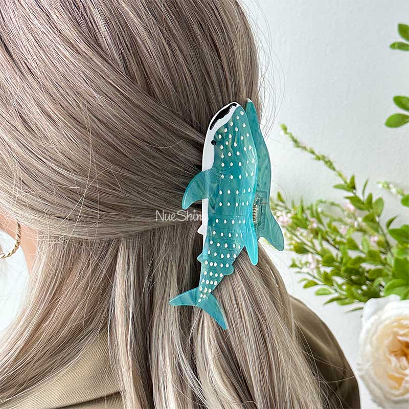 Jumbo Diamond Blue Whale Shark Ocean Series Hair Claw丨NueShiny