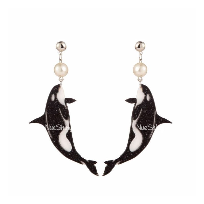 A Pair of Orcas Killer Whales Earrings丨NueShiny