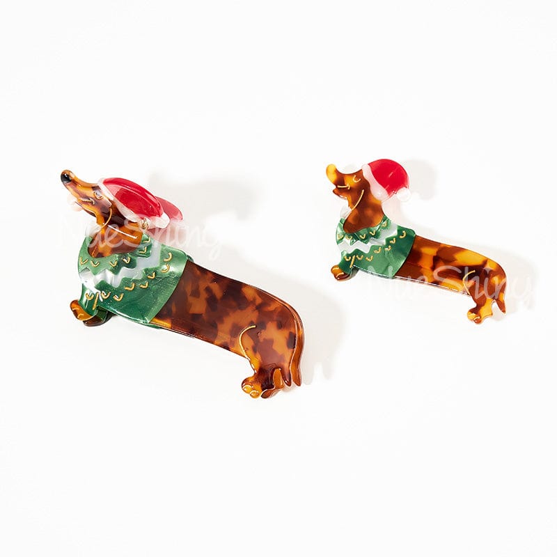 Christmas Dachshund Dog Christmas Cheer Hair Claw丨NueShiny