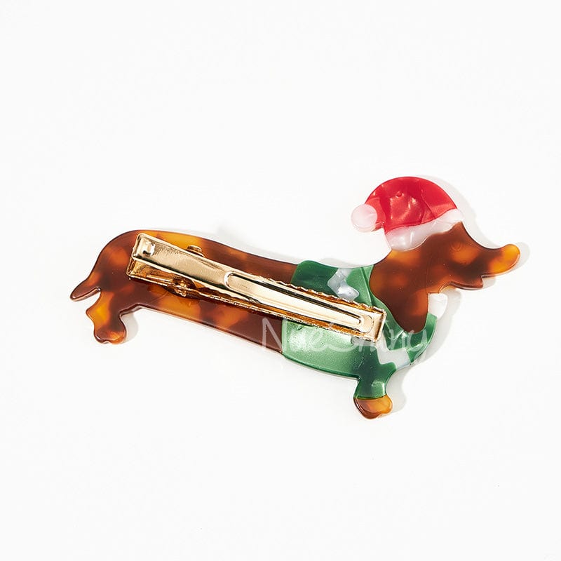 Christmas Dachshund Dog Christmas Cheer Hair Clip | NueShiny