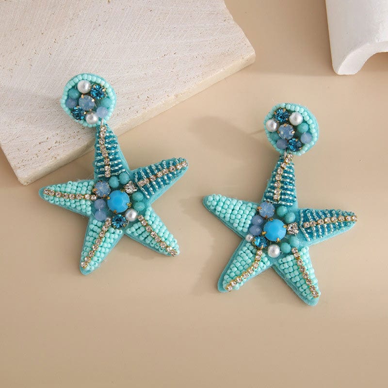 Ocean Life Pearl Beaded Starfish Earrings丨NueShiny