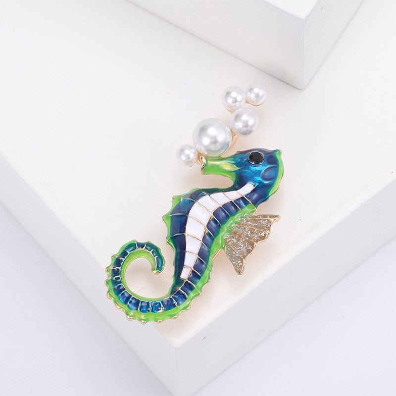 Adorable Ocean Green Seahorse Brooch Pin丨NueShiny