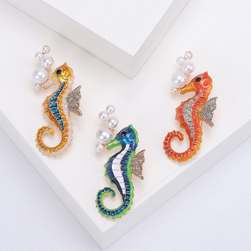 Adorable Ocean Green Seahorse Brooch Pin丨NueShiny