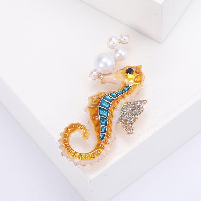 Adorable Ocean Yellow Seahorse Brooch Pin丨NueShiny