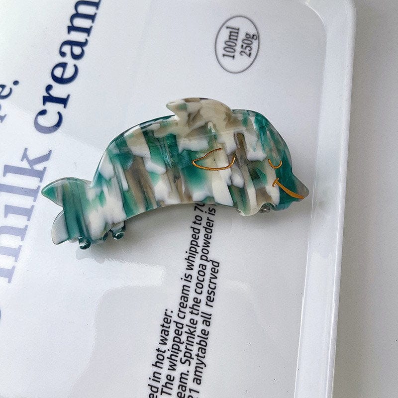 Green-white Marine Dolphin Hair Claw | NueShiny