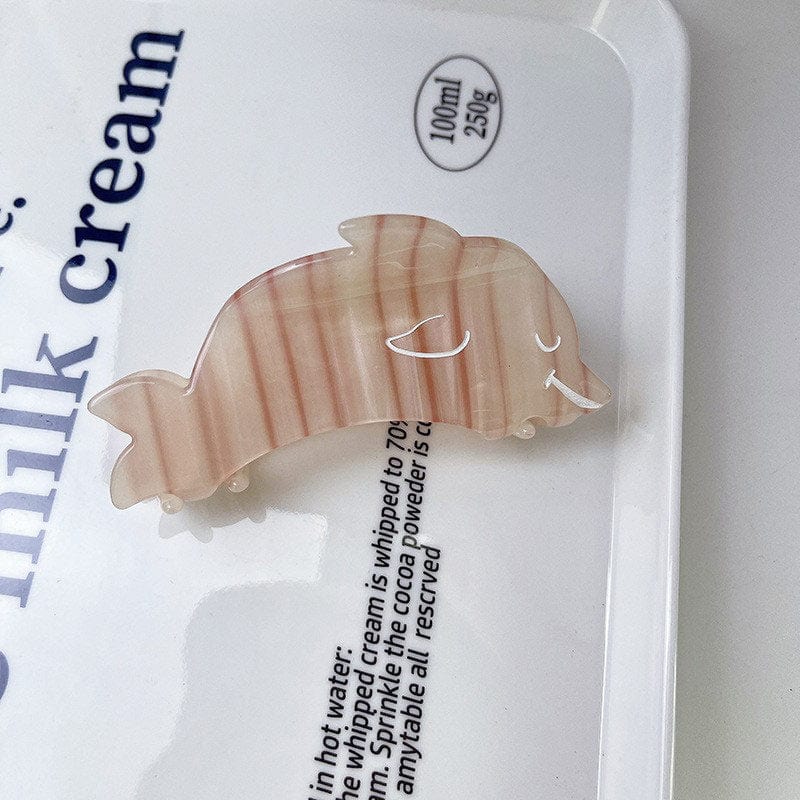 Coffee Pink Marine Dolphin Hair Claw | NueShiny